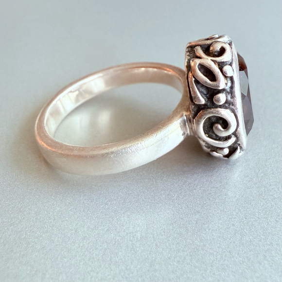 Silpada Classic 3 CT Smokey Quartz Sterling Silver 925 Filigree Retired Ring - Picture 10 of 12